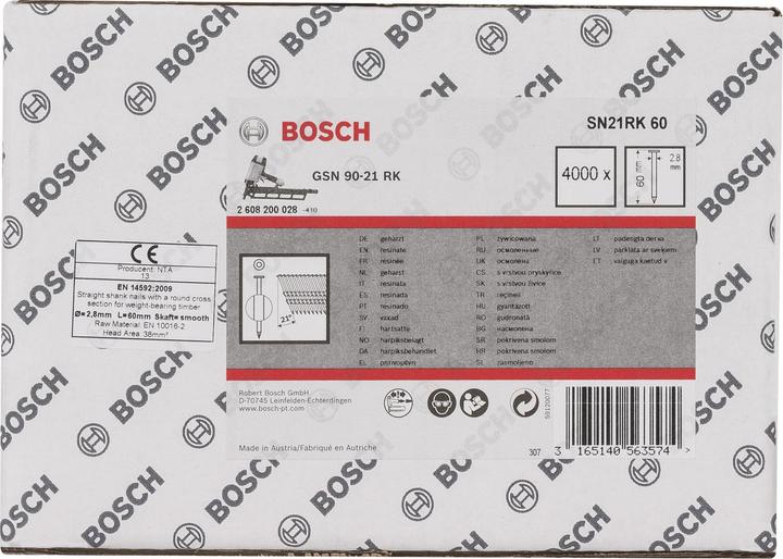 Voedingswaarden en ingrediënten Bosch Professional Zubehör Ronde kop stripnagel SN21RK