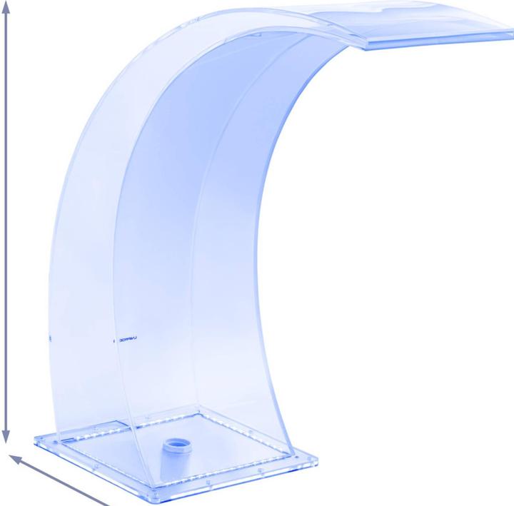 Uniprodo Schwalldusche Wasserspiel Wasserfall 35 cm mit LED Blau / Weiss