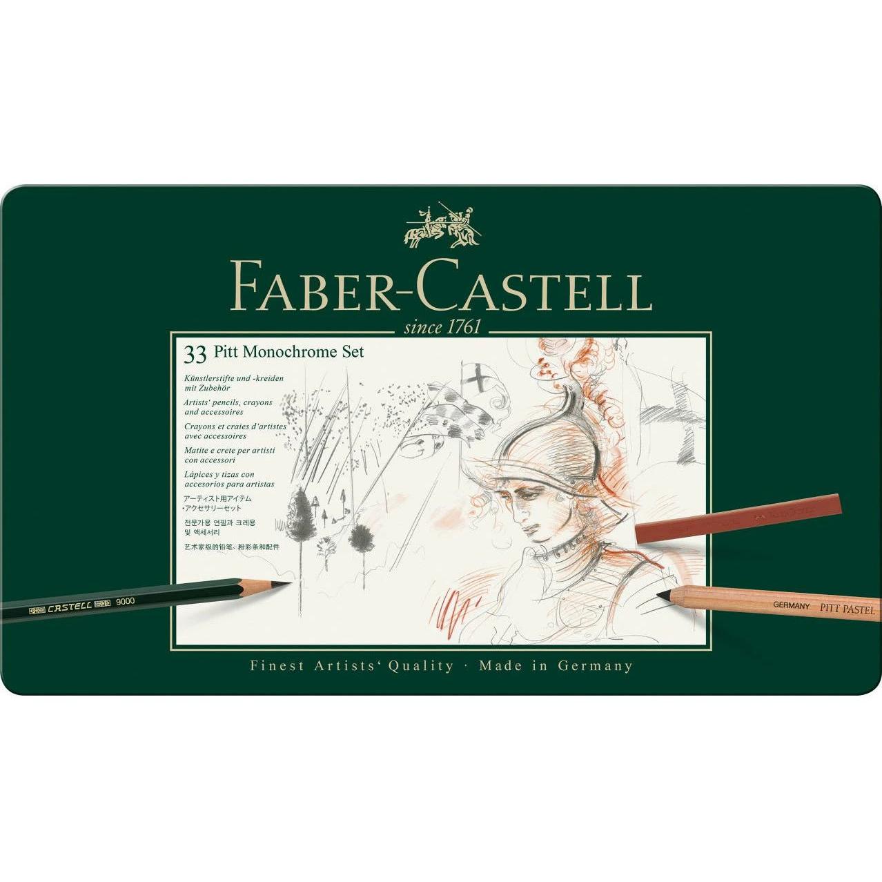 Faber-Castell, Malstifte, Kohlestift Pitt Monochrome Set (Mehrfarbig, 33 x)
