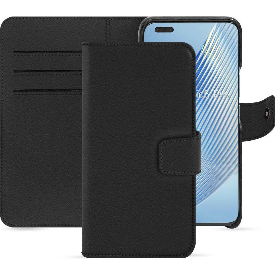 Noreve Lederschutzhülle Honor Magic5 Pro (Honor Magic5 Pro), Smartphone Hülle, Schwarz