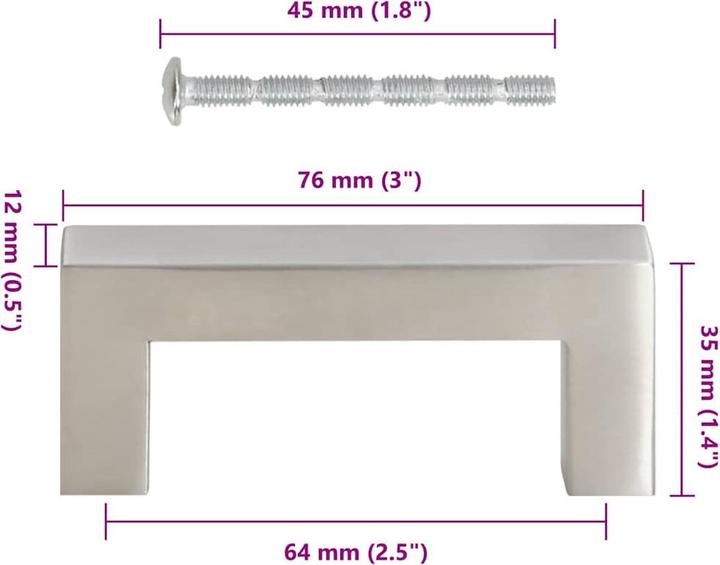 Produktbild vidaXL Möbelgriffe 5 Stk. Schwarz 480 mm Edelstahl,Farbe