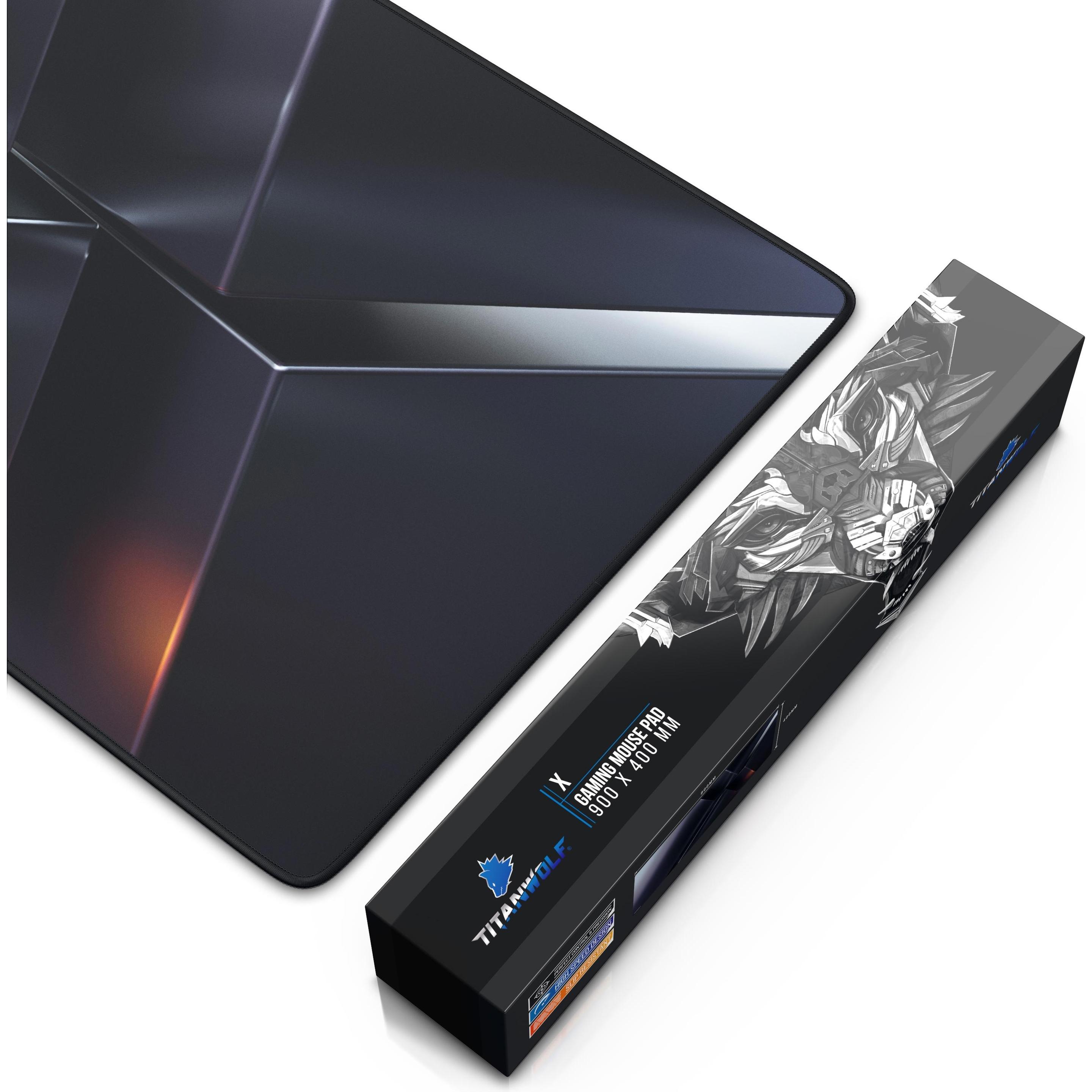 Thumbnail - Titanwolf Gaming Mauspad, 900 x 400mm XXL Mausmatte, verbessert Präzision & Geschwindigkeit, X Motiv (XXL), Mausmatte, S...
