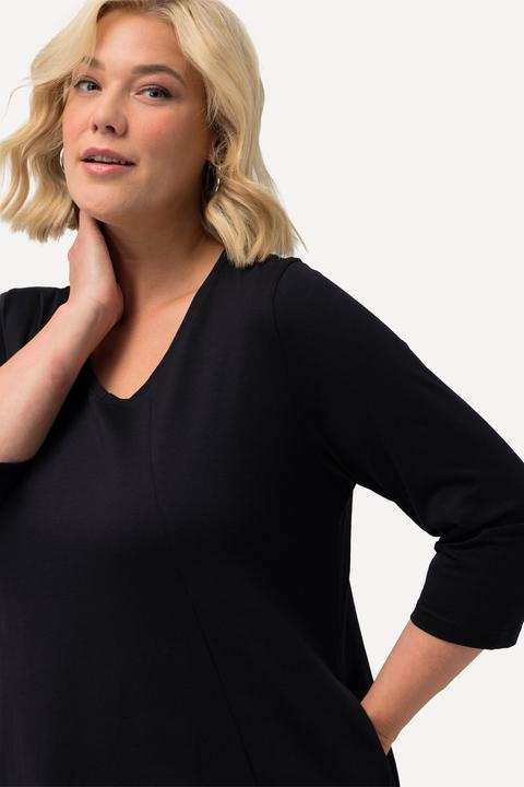 Produktbild Ulla Popken Longshirt, Ziernähte, A-Linie, V-Ausschnitt, 3/4-Arm (50, 52)