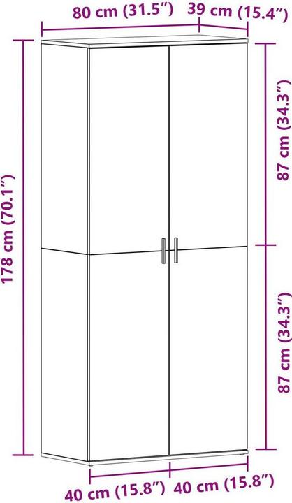 Image du produit vidaXL Armoire à chaussures Chêne Sonoma 80x39x180 cm Matériau dérivé du bois (80 x 39 x 180 cm)