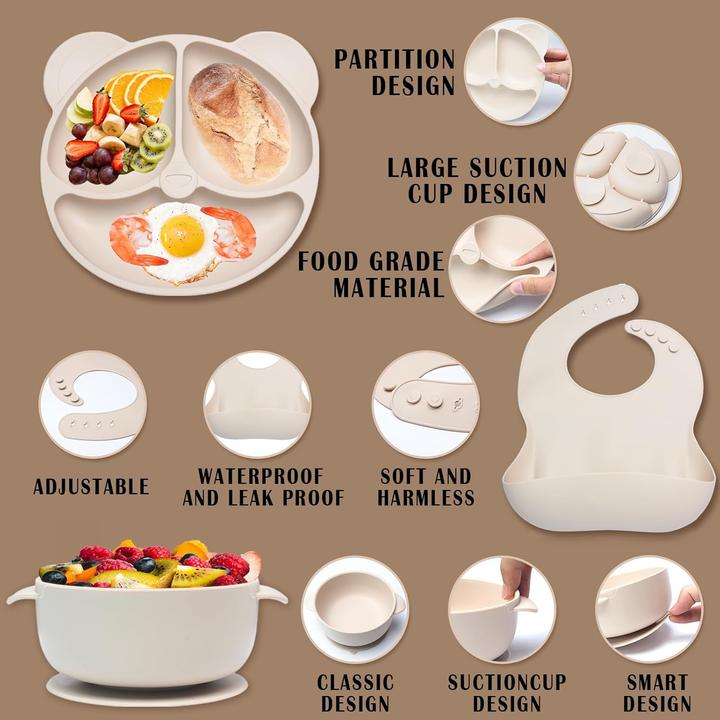 Image du produit Kinyoda 10-teiliges Baby Geschirrset mit rutschfestem Saugnapf