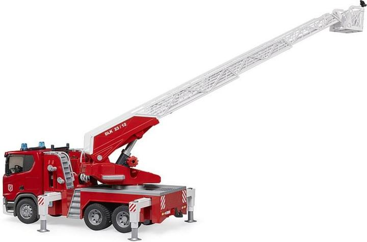 Actual product image Bruder Scania Super 560R fire brigade with turntable ladder, water pump, L+S module