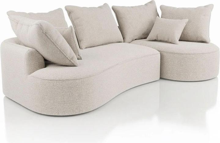 Produktbild Juskys Sofa Tirano mit Ottomane rechts - Bouclé Creme (2-Sitzer)