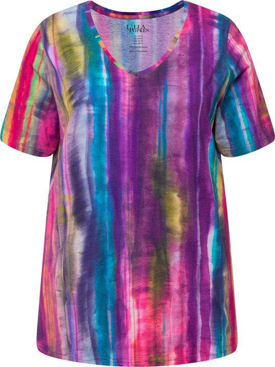 Actual product image Ulla Popken Pastel Stripe Print Short Sleeve Stretch Tee (62)