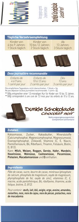 Nährwerte und Zutaten Nestrovit Dunkle Schokolade N18 (50 Stück, 544 g)