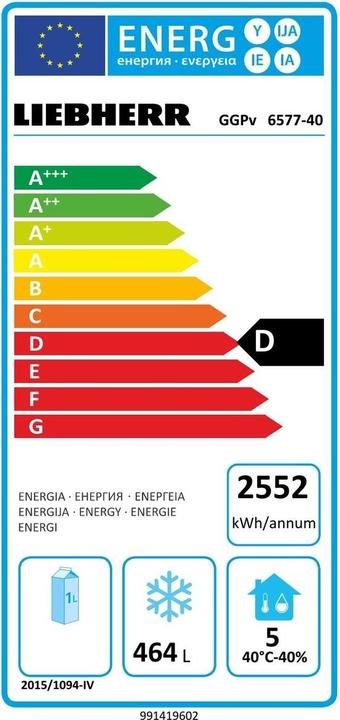Etichetta energetica Liebherr GGPV-6577-40 (464 l)