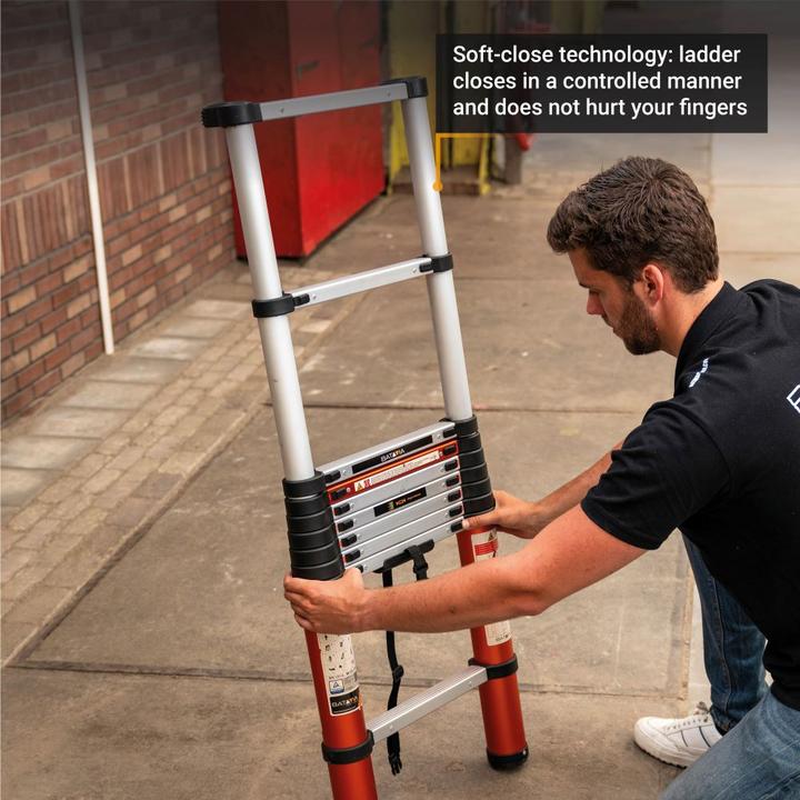 Actual product image Batavia Telescopic ladder 2.93m - Softclose & Anti -slip - Giraffe Air - Suitable for inside and outside.Lig (Telescopic ladder, 293 cm)
