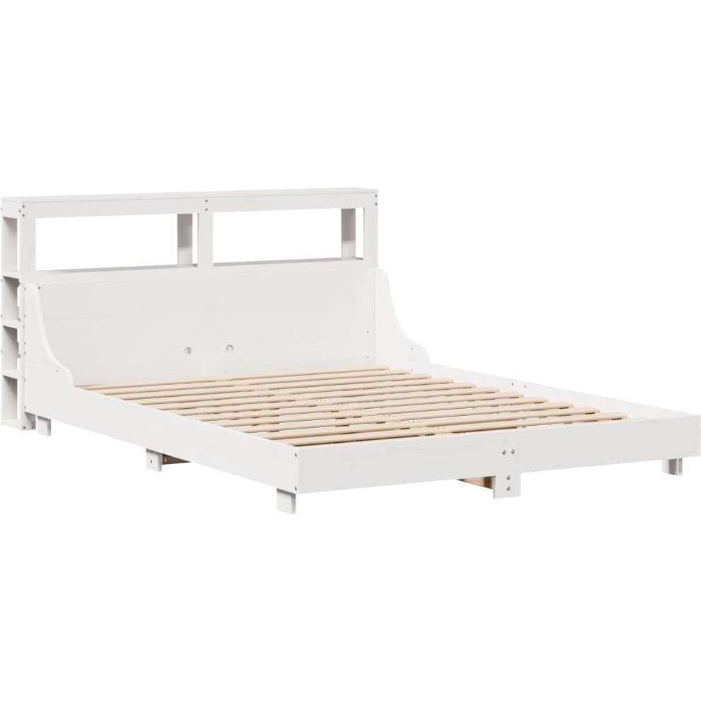 Thumbnail - VidaXL, Bett, Massivholzbett Holzbett Bett Doppelbett Kopfteil Weiss 135x190cm Kiefer (135 x 190 cm)