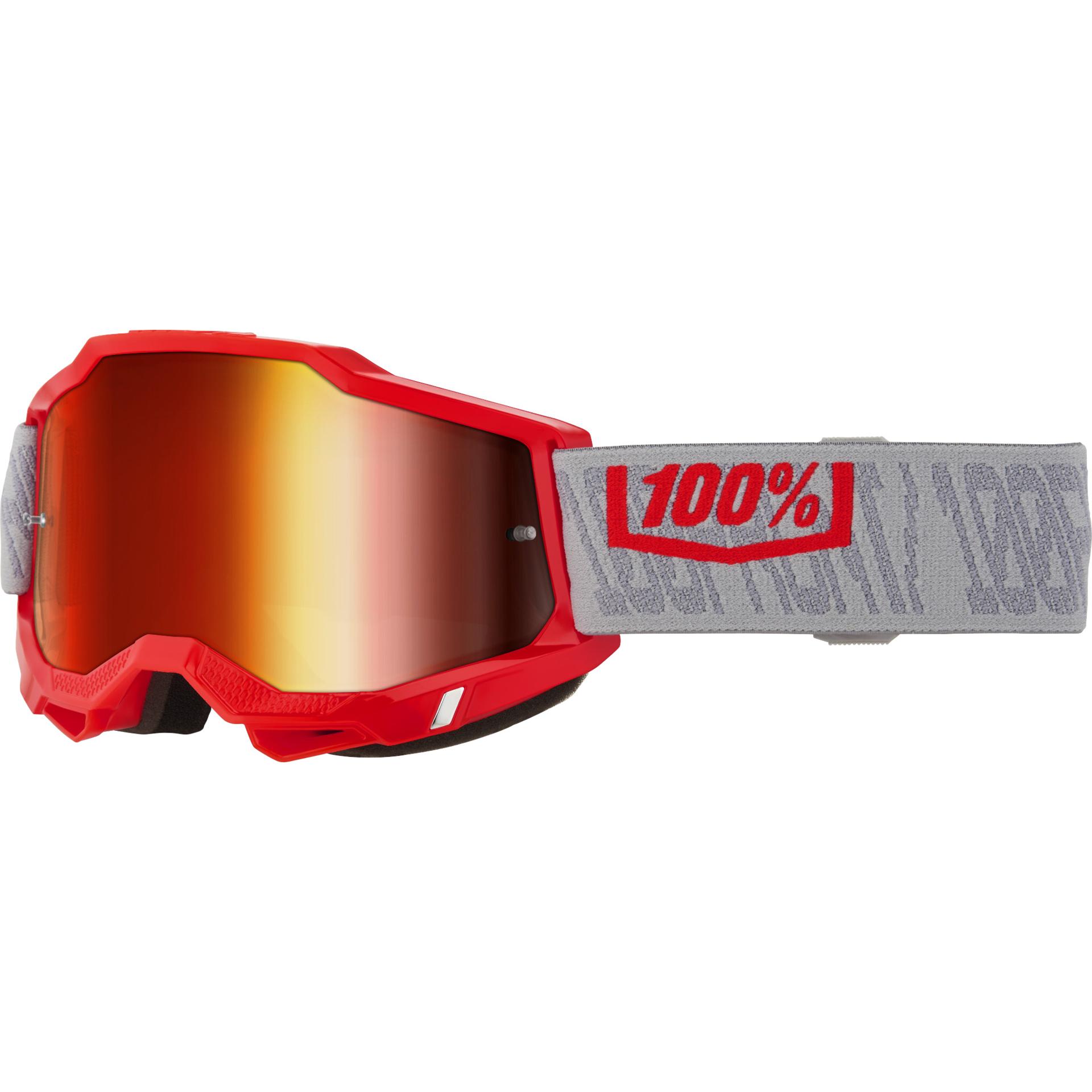 100%, Unisex, Occhiali sportivi, ACCURI 2 Goggle Gatorback - Red Mirror Lens (gatorback, Specchio Rosso), Multicolore, Rosso, Bianco