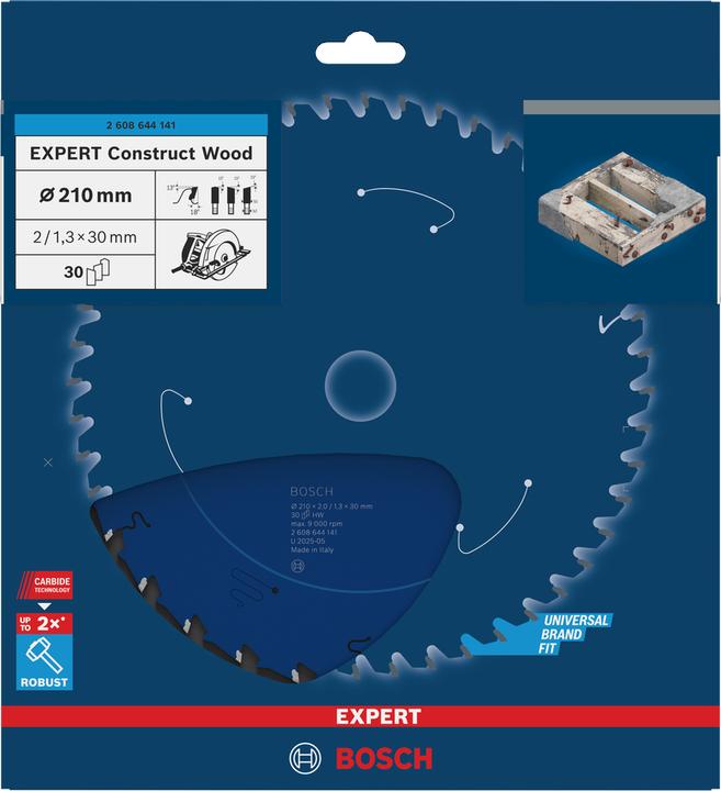 Actual product image Bosch Professional Zubehör Circular saw blade Expert for Construct Wood, 210 x 30 x 2.0 mm, 30