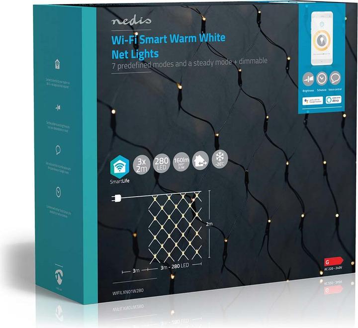 Actual product image Nedis SmartLife Decorative LED | Wi-Fi | Warm White | 280 LED's | 3 x 2 m | Android™ / IOS (3 m)