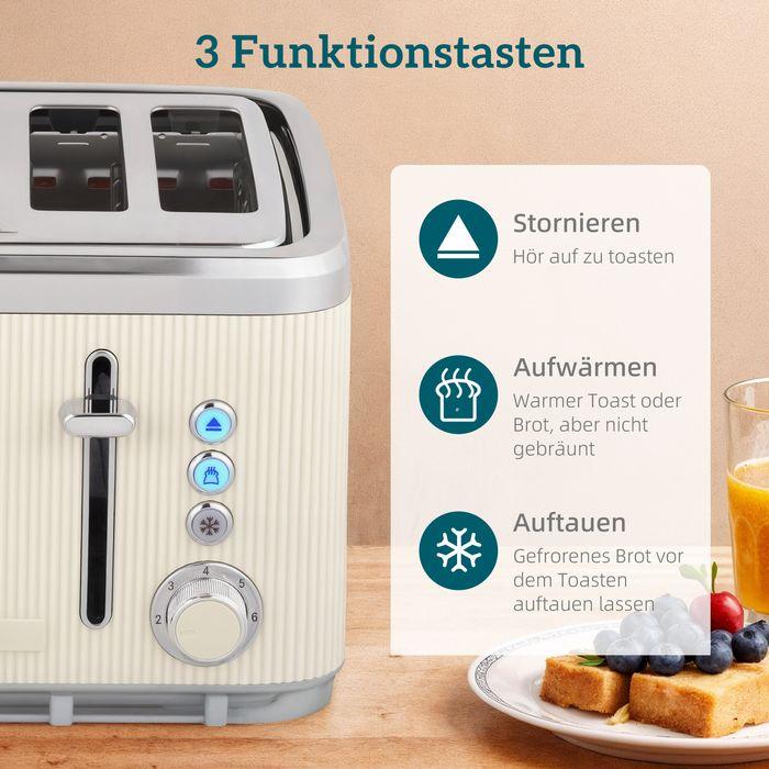 Produktbild Swisshandel24 Wasserkocher, Schnellkochfunktion, 2200W, 1,7L, 4-Scheiben-Toaster, Cremeweiss (1.70 l)