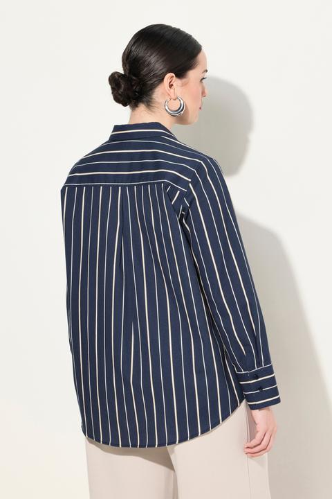 Immagine prodotto Ulla Popken Camicia con mix di righe, collo da camicia e maniche lunghe (62)