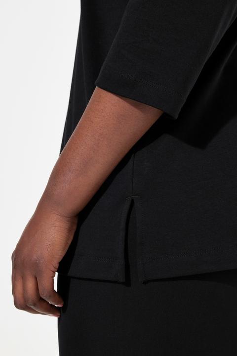 Immagine prodotto Ulla Popken Maglia dal taglio svasato con applicazioni, scollo a V e maniche a 3/4 (50, 52)