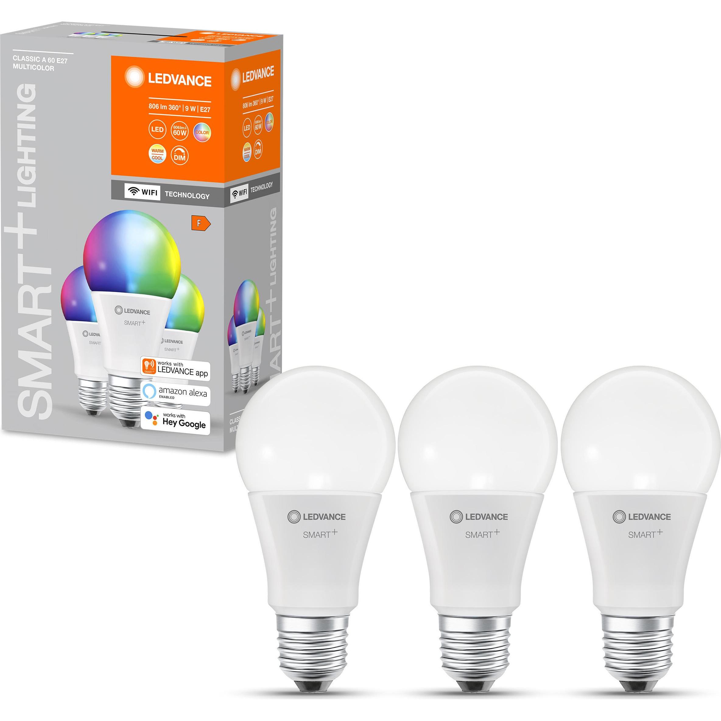 Thumbnail - Ledvance, Leuchtmittel, Smart+ Wifi Classic (E27, 9 W, 806 lm, 3 x, F)