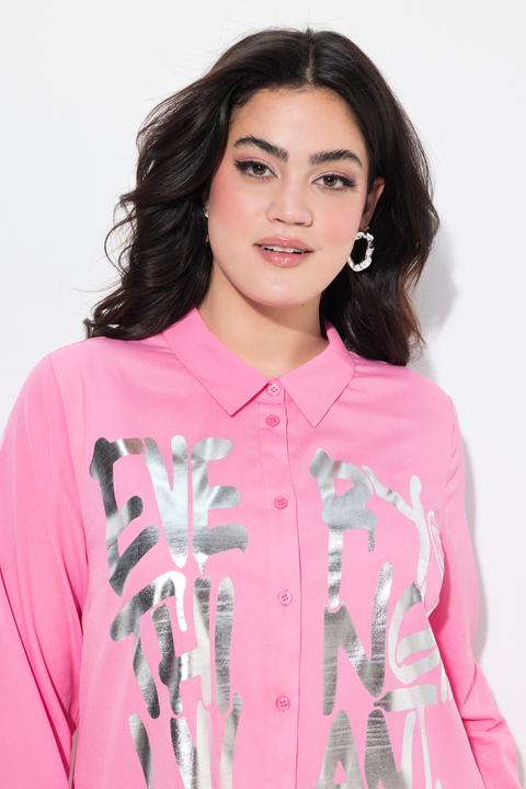 Actual product image Angel of Style Bluse, A-Linie, Metallic-Schriftzug, Zipfelsaum (44)
