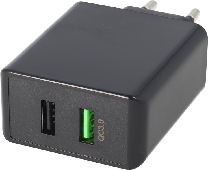 Actual product image Goobay Dual USB fast charger USB QC3.0 28W black, charges up to 4x faster than standard chargers (28 W, 2 ports)