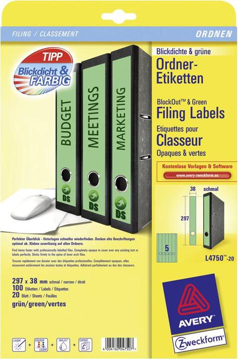 Actual product image Avery Folder labels