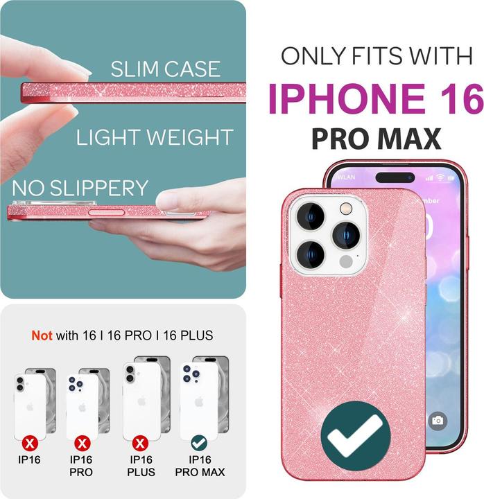 Produktbild Nalia Glitzer Hybrid Hülle (Apple iPhone 16 Pro Max)
