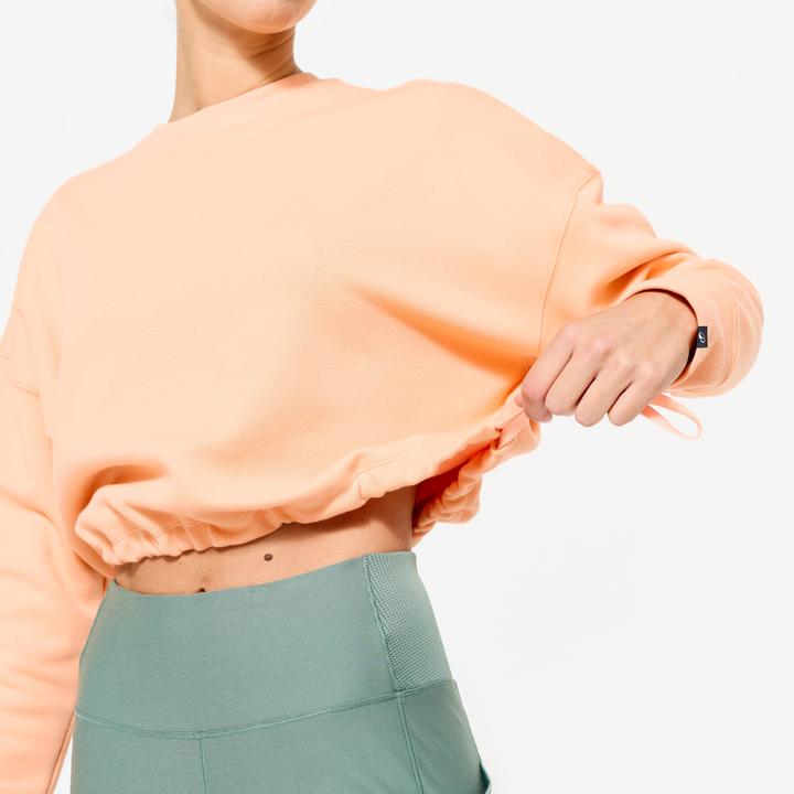 Produktbild Domyos Sweatshirt Crop Damen bequem dehnbar - pfirsich/orange (XXL)