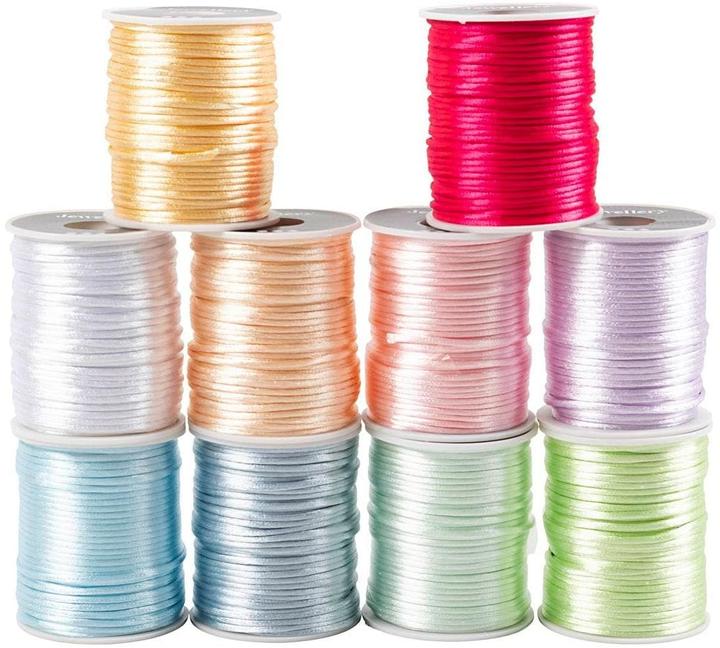 Produktbild Creativ Company Satinband 2 mm x 50 m, mehrfarbig sortiert (Geschenkband, 10 x)