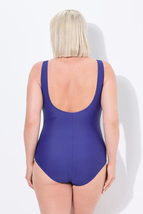 Image du produit Ulla Popken Maillot de bain sans bonnets souples, motif feuilles, profondément échancré dans le dos (58)