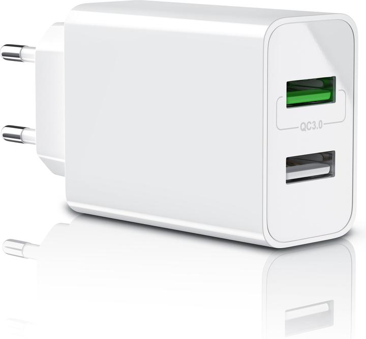 Produktbild Aplic USB Ladegerät 3000 mA, 2 Port, 30W, Quick Charge 3.0 (QC 3.0) Schnelladefunktion, weiss (30 W)