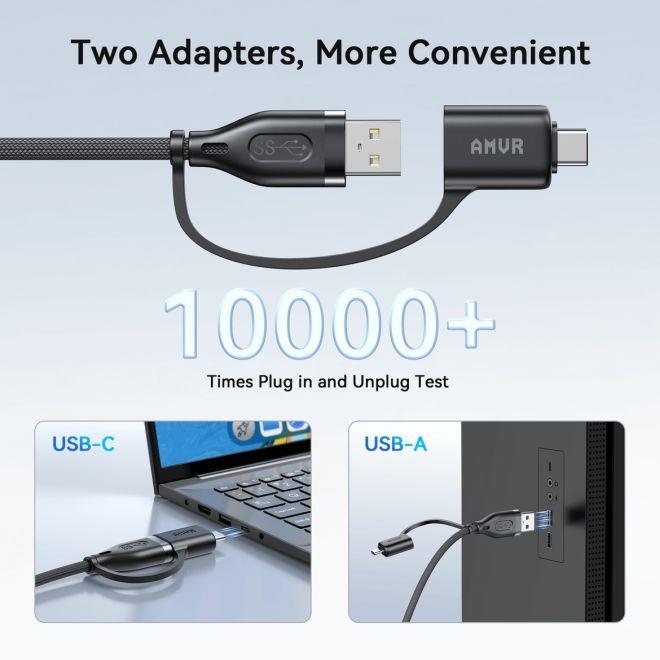 Actual product image AMVR Meta Quest 3 / 3S VR Link Kabel mit 36W Ladeleistung & USB-A-auf-C Adapter