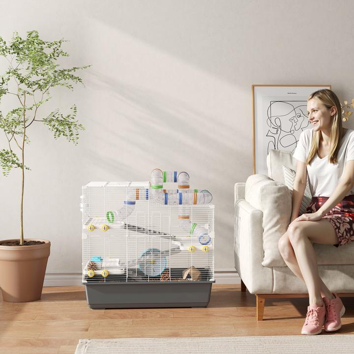 Actual product image PawHut Hamsterkäfig Metall, Kunststoff Grau