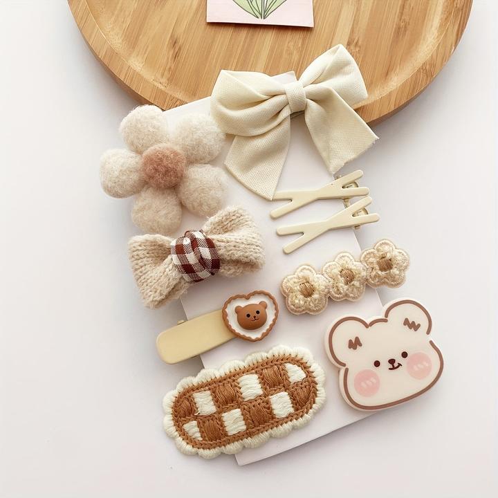 Image du produit Activity Board 9/10pcs Cartoon mignon en peluche Pinces à cheveux Set Accessoires de cheveux décoratifs