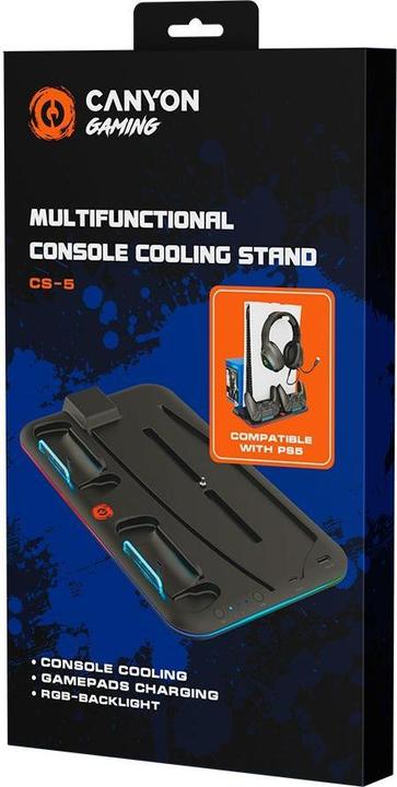 Produktbild Canyon CS-5, PS5 Charger stand, with RGB light,, with + cable, 475±, Juodas (PS5)