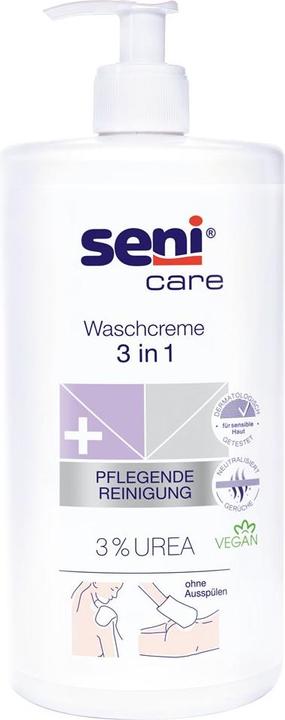 Actual product image Seni Care Waschcreme 3in1 3% Urea vegan (1000 ml, Intimate washing lotion)