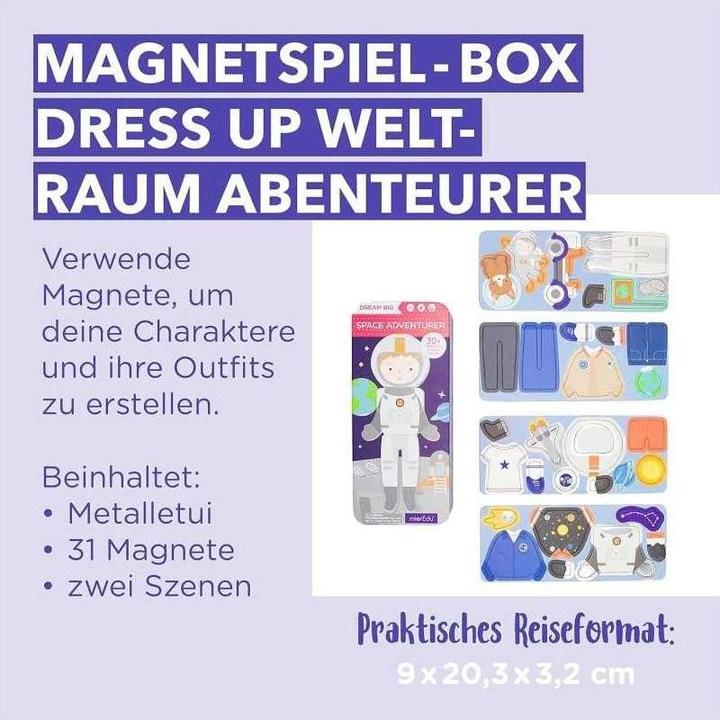 Actual product image mierEdu Magnetic game Box Dress Up - Astronaut to dress up I Promotes motor skills and imagination I Ideal (31 pieces)