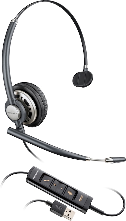 Poly HP Cuffie USB EncorePro HW715, Cablato, Musica e Chiamate, Auricolare, Nero (Cable, USB-A)
