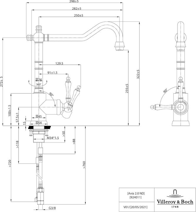 Produktbild Villeroy & Boch V&B Einhand-Spültischbatterie AVIA 2.0 ND Edelstahl massiv