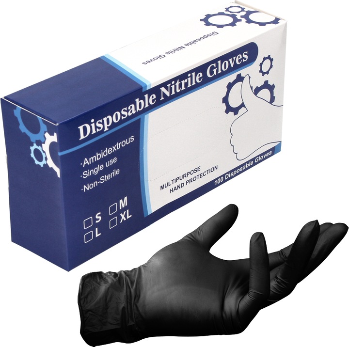 Produktbild Tool Brothers Nitril Einweg Handschuhe Schwarz / Black 100 Stück Grösse S / Small - nicht Steril (S)
