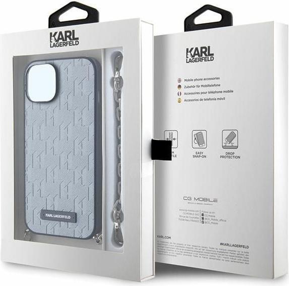 Produktbild Karl Lagerfeld KLHCP14SSACKLHPG iPhone 14 6.1" srebrny/silver hardcase Saffiano Monogram Chain (Apple iPhone 14)
