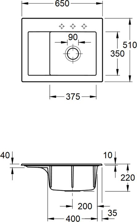 Image du produit Villeroy & Boch V&B Evier SUBWAY 45 COMPACT 650x510mm Be re Handbet. stone whote C+ (51 cm, 65 cm)