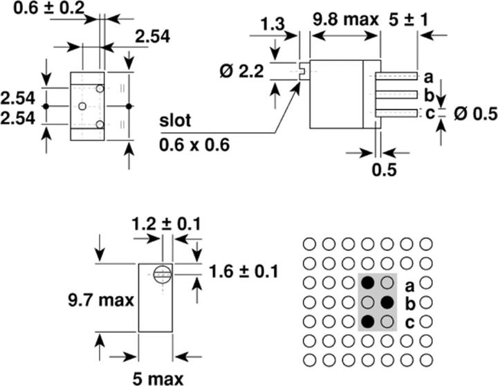 Nährwerte und Zutaten Vishay Cermet-Trimmer T93YB, stehend, 0,5 W, 500 kΩ