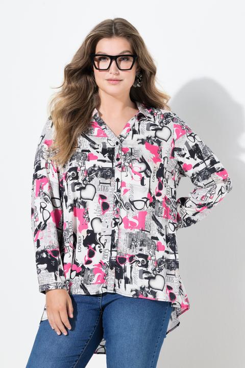 Produktbild Miamoda Bluse, A-Linie, Brillenmuster, Langarm (54)