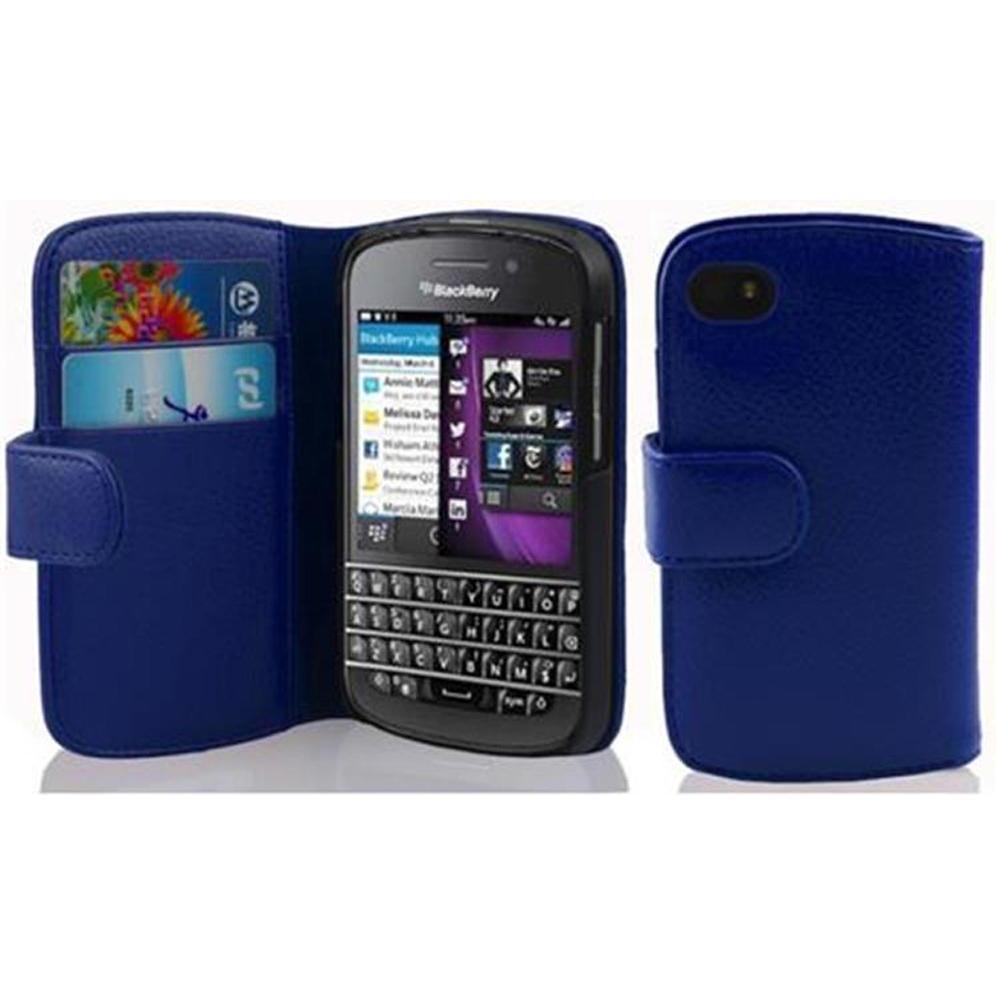 Cadorabo Book mit Struktur Cover (Blackberry Q10), Smartphone Hülle, Blau