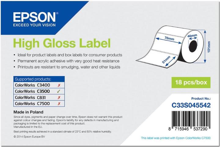 Actual product image Epson Label