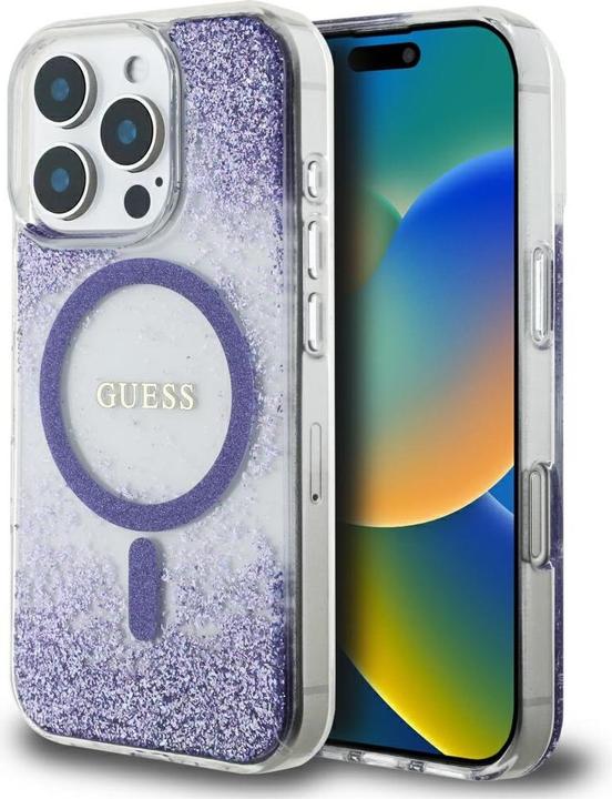 Produktbild Guess HC Resin Bottom Glitter MagSafe case for iPhone 16 Pro Max - purple (Apple iPhone 16 Pro Max)
