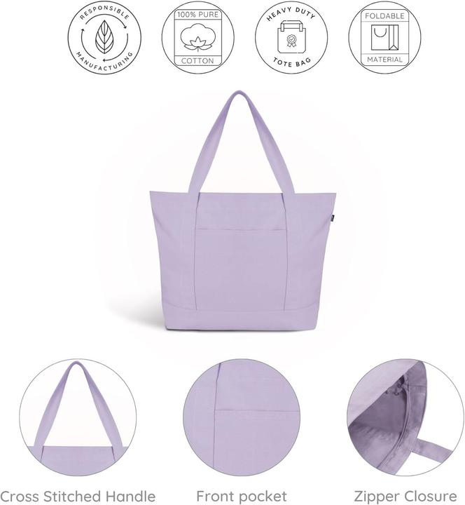 Immagine prodotto Eco Right Shopper capiente con chiusura lampo e tasca interna, pratica e resistente