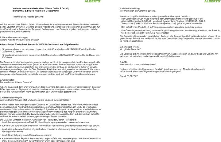 Produktbild Alberts DURAVIS®Scharnier,schw.diamant60x60x1KAR