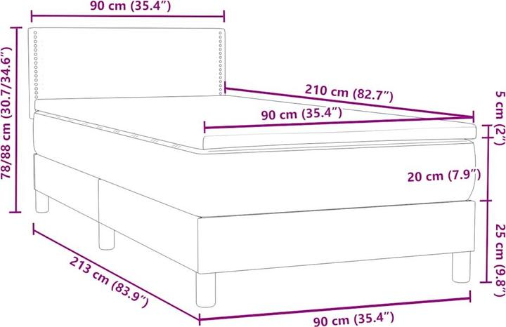 Image du produit vidaXL Boxspringbett (90 x 210 cm)